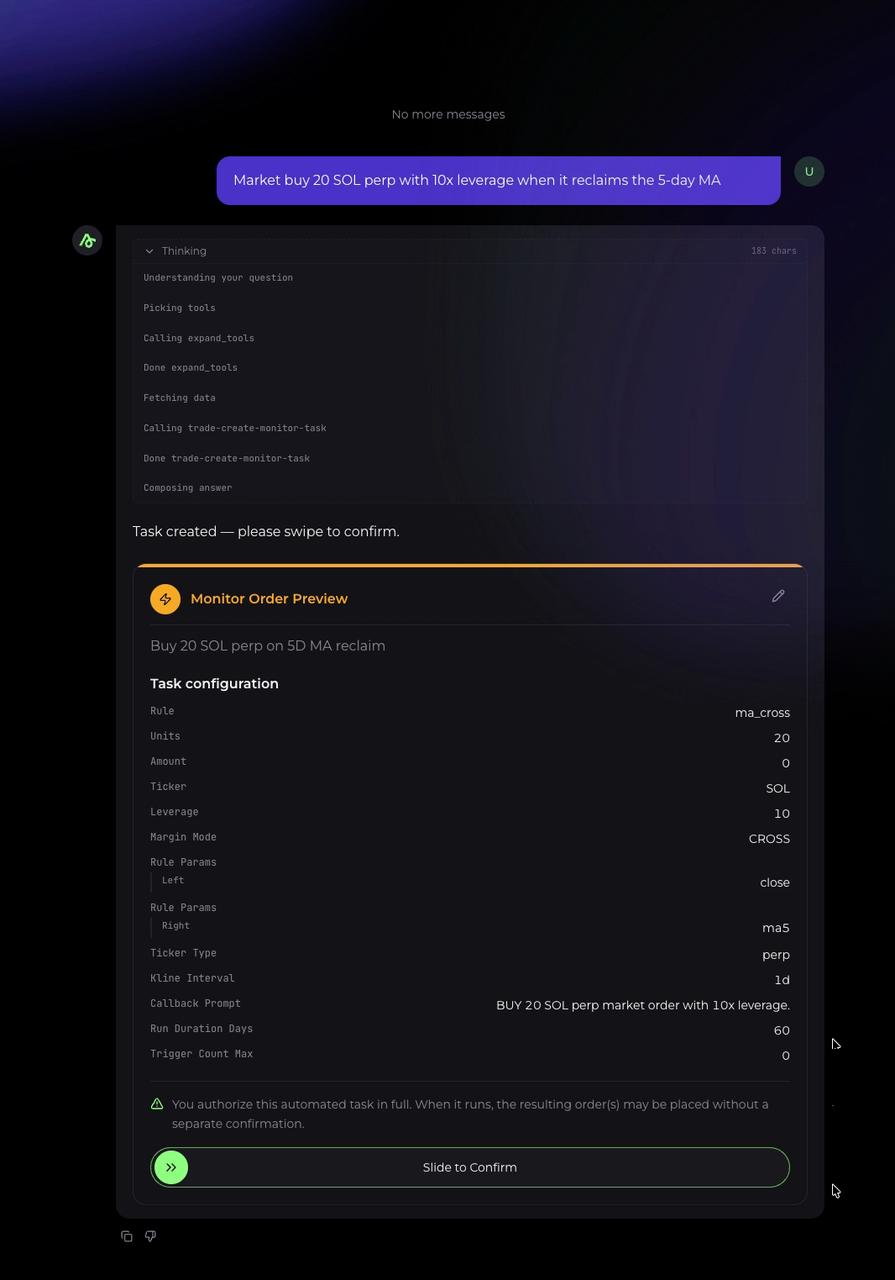 Trading task preview